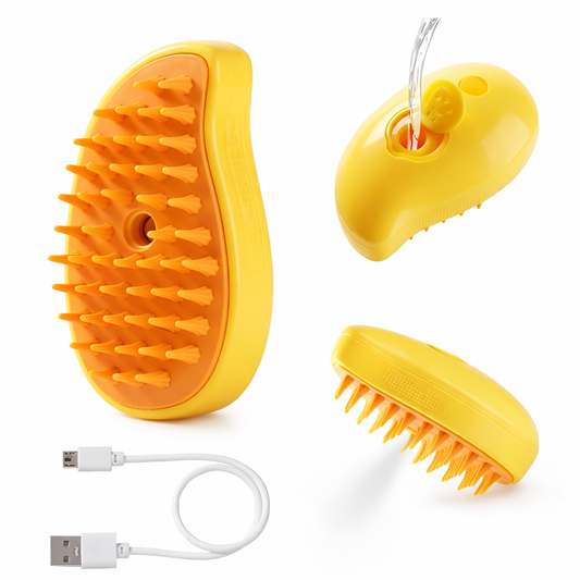 Steamy Cat Hair Brush with Spray & Massage