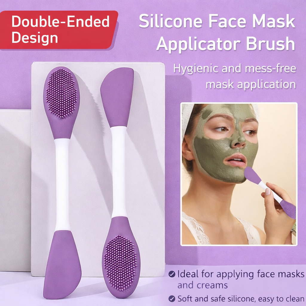 Double-Headed Silicone Mask Brush – Facial Cleansing & Mask Application Tool (1 Pc)