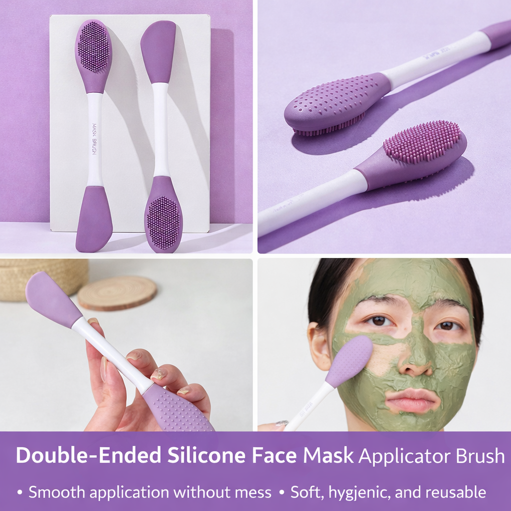 Double-Headed Silicone Mask Brush – Facial Cleansing & Mask Application Tool (1 Pc)